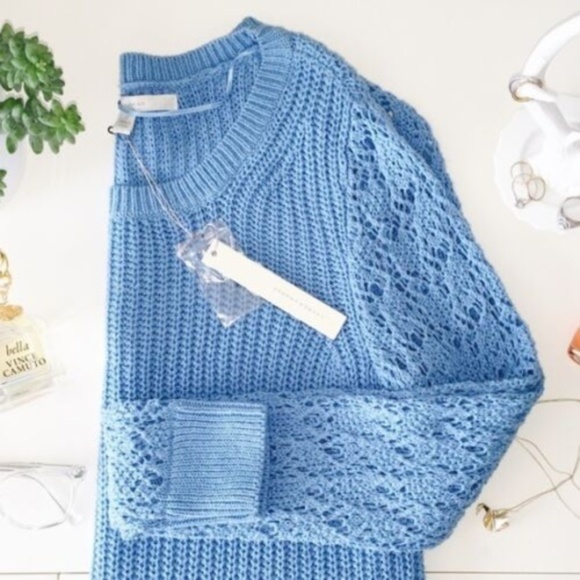 Lauren Conrad Sweater Cropped Blue Size XS XL New - Picture 4 of 5